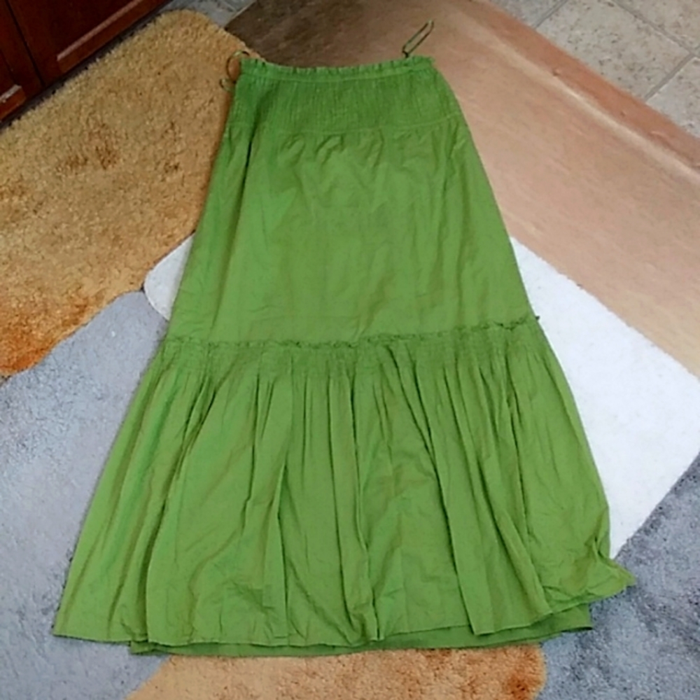 New York & Company Long Cotton Sleeveless Dress. Color Green. Size L.